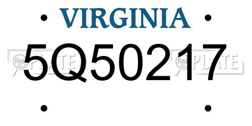 5Q50217 Virginia License Plate