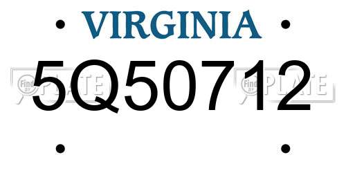 5Q50712 Virginia License Plate