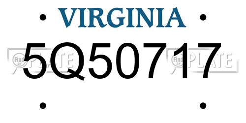 5Q50717 Virginia License Plate