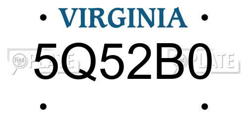 5Q52B0 Virginia License Plate