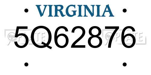 5Q62876 Virginia License Plate