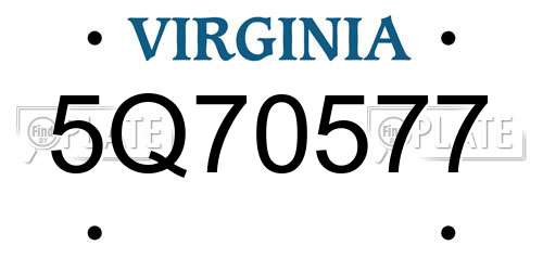 5Q70577 Virginia License Plate