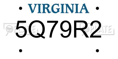 5Q79R2 Virginia License Plate