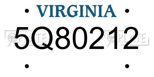 5Q80212 Virginia License Plate