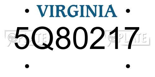 5Q80217 Virginia License Plate