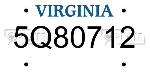 5Q80712 Virginia License Plate