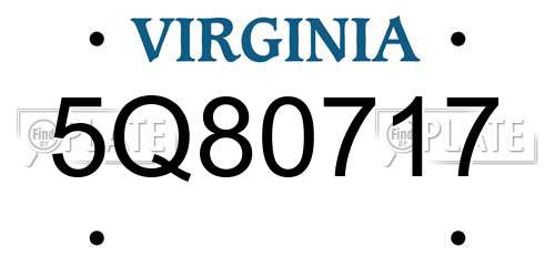 5Q80717 Virginia License Plate