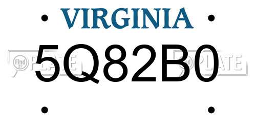 5Q82B0 Virginia License Plate