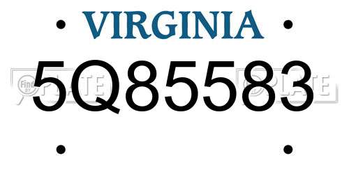 5Q85583 Virginia License Plate