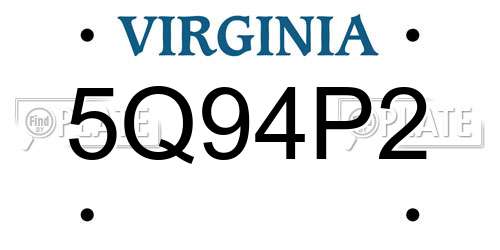 5Q94P2 Virginia License Plate