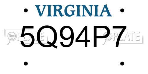 5Q94P7 Virginia License Plate