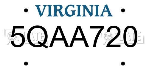 5QAA720 Virginia License Plate
