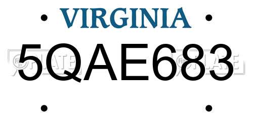 5QAE683 Virginia License Plate