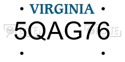 5QAG76 Virginia License Plate