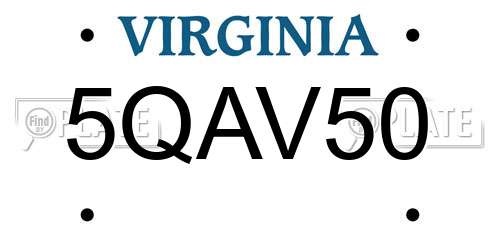 5QAV50 Virginia License Plate