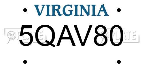 5QAV80 Virginia License Plate