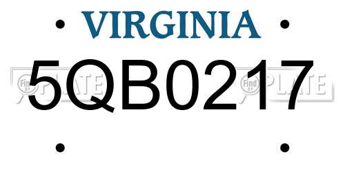 5QB0217 Virginia License Plate