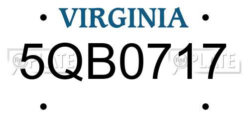 5QB0717 Virginia License Plate