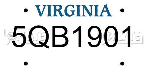 5QB1901 Virginia License Plate