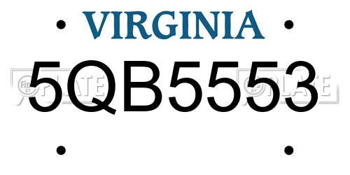 5QB5553 Virginia License Plate