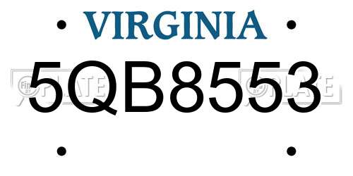 5QB8553 Virginia License Plate