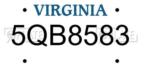 5QB8583 Virginia License Plate