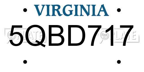 5QBD717 Virginia License Plate