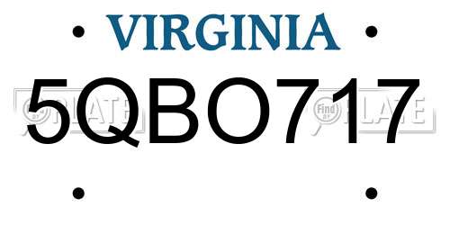 5QBO717 Virginia License Plate