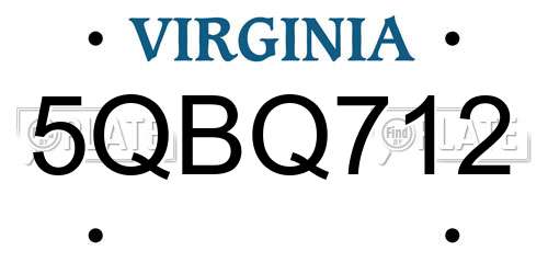 5QBQ712 Virginia License Plate