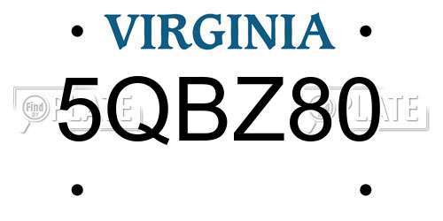 5QBZ80 Virginia License Plate