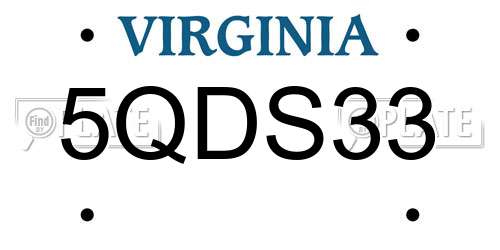 5QDS33 Virginia License Plate