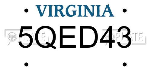 5QED43 Virginia License Plate