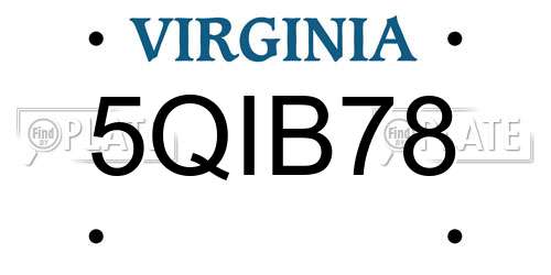 5QIB78 Virginia License Plate