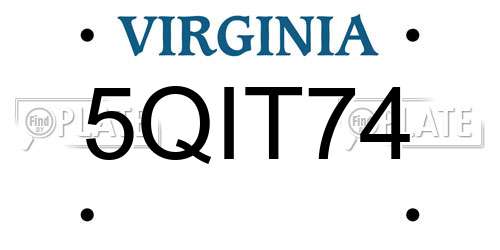5QIT74 Virginia License Plate