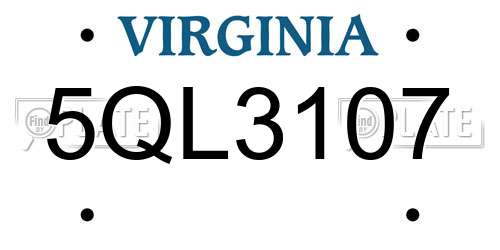 5QL3107 Virginia License Plate