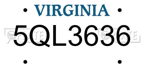 5QL3636 Virginia License Plate
