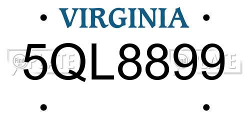 5QL8899 Virginia License Plate