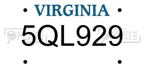 5QL929 Virginia License Plate