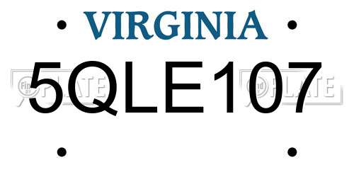 5QLE107 Virginia License Plate