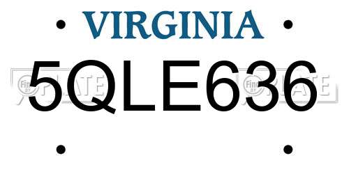 5QLE636 Virginia License Plate