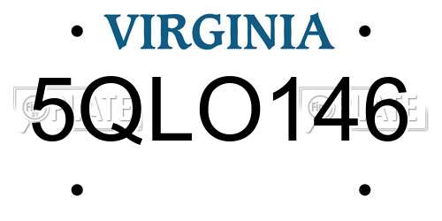 5QLO146 Virginia License Plate