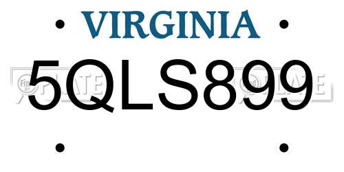 5QLS899 Virginia License Plate