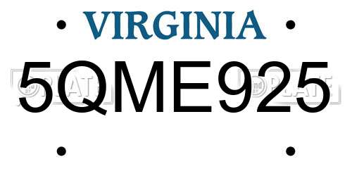 5QME925 Virginia License Plate