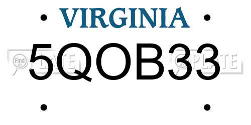 5QOB33 Virginia License Plate