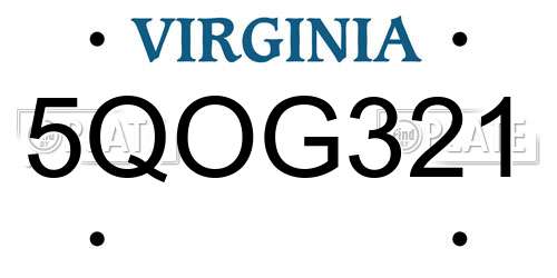 5QOG321 Virginia License Plate