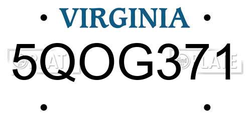 5QOG371 Virginia License Plate