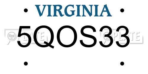 5QOS33 Virginia License Plate