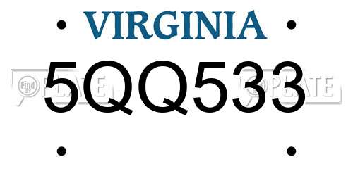 5QQ533 Virginia License Plate
