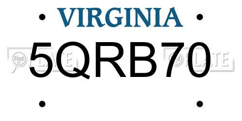 5QRB70 Virginia License Plate
