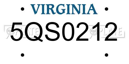 5QS0212 Virginia License Plate
